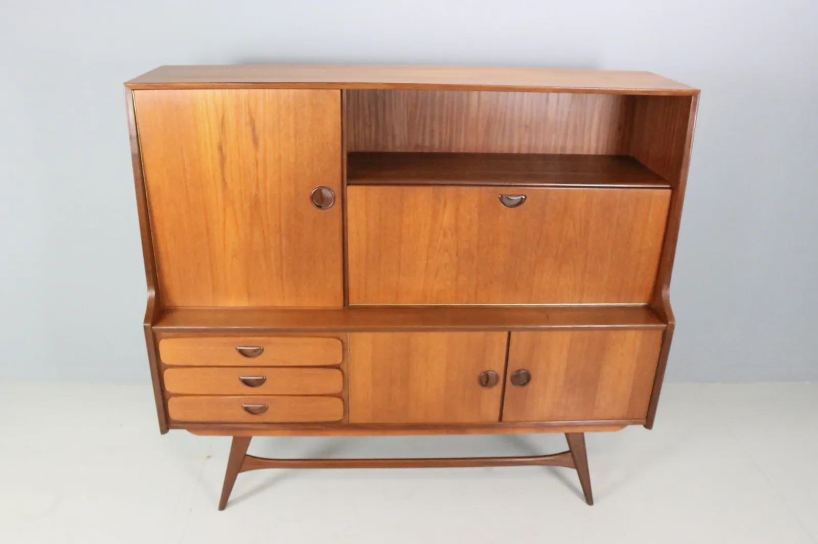 Louis Van Teeffelen Teak Highboard / Credenza For Wébé, 1960s photo vintage