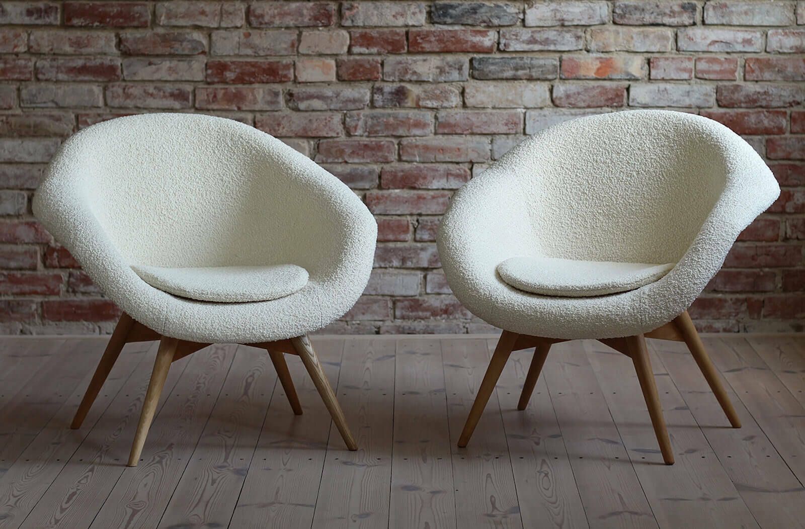 photo vintage Mid Century Modern Lounge Chair By M. Navrátil, 1950s, French Boucle Fab