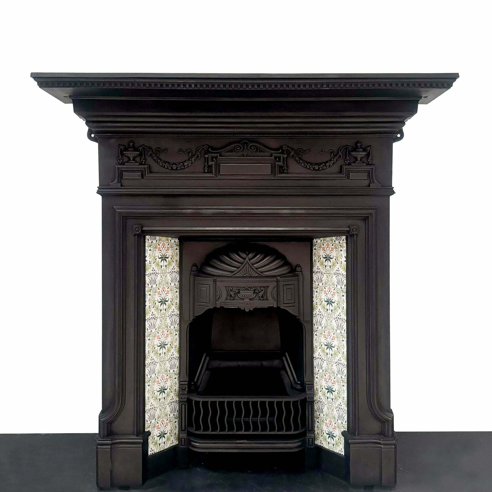 Antique Victorian Tiled Cast Iron Combination Fireplace