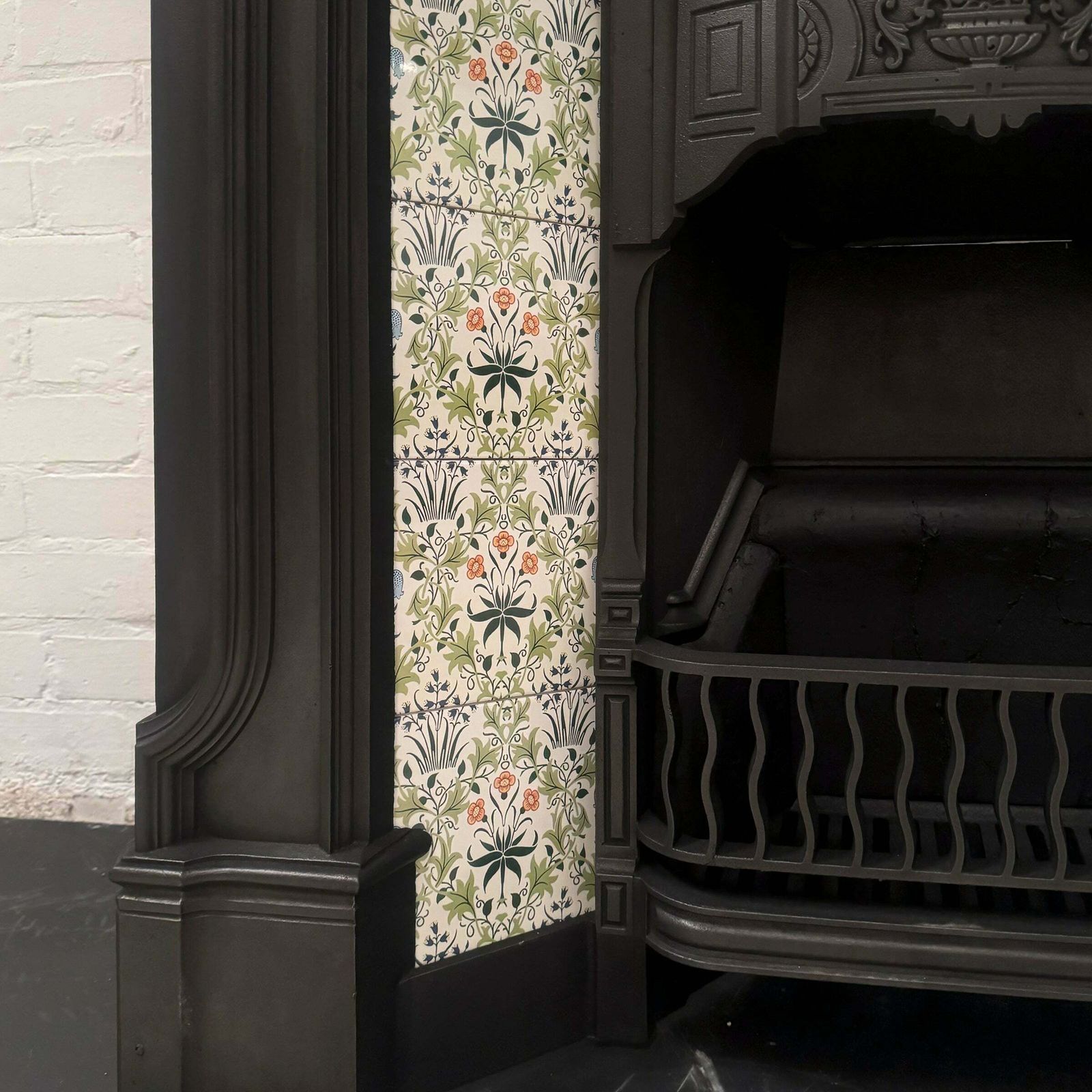 Antique Victorian Tiled Cast Iron Combination Fireplace photo vintage