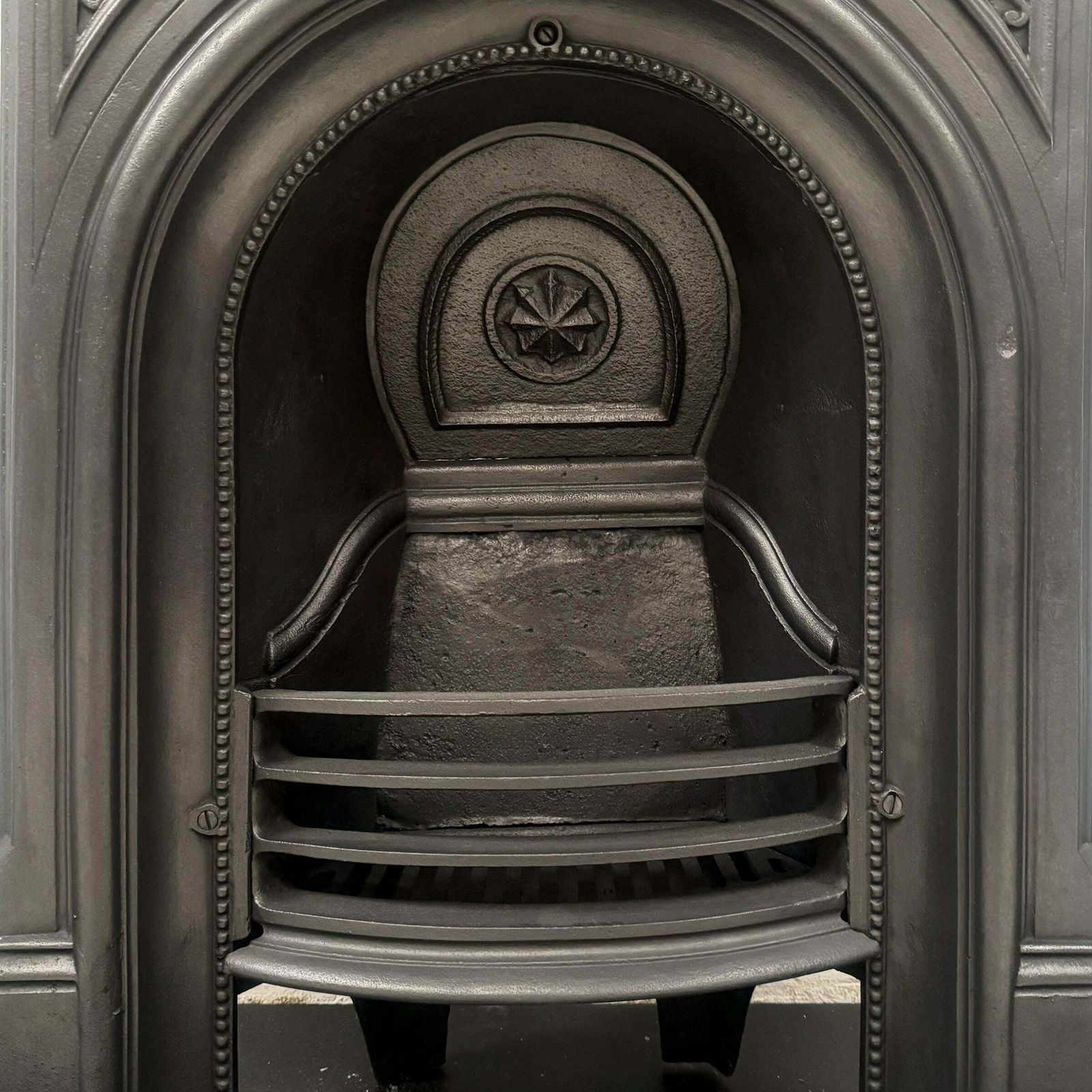 Reclaimed Victorian Cast Iron Arched Combination Fireplace photo vinterior
