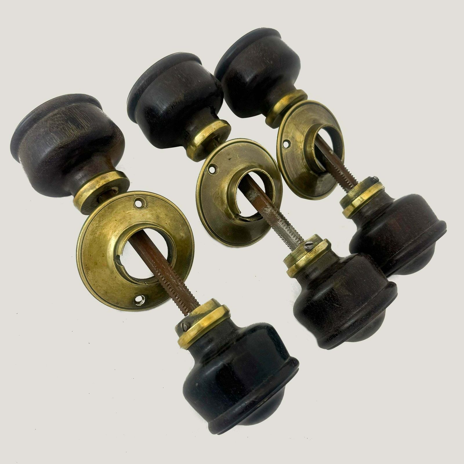 Antique Ebony Rimlock Door Knobs | 5 Pairs Available photo furniture