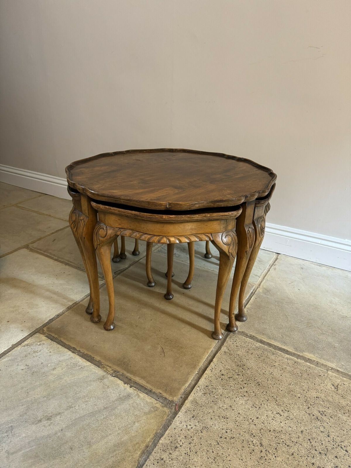 Antique Quality Burr Walnut Nest Of Five Tables