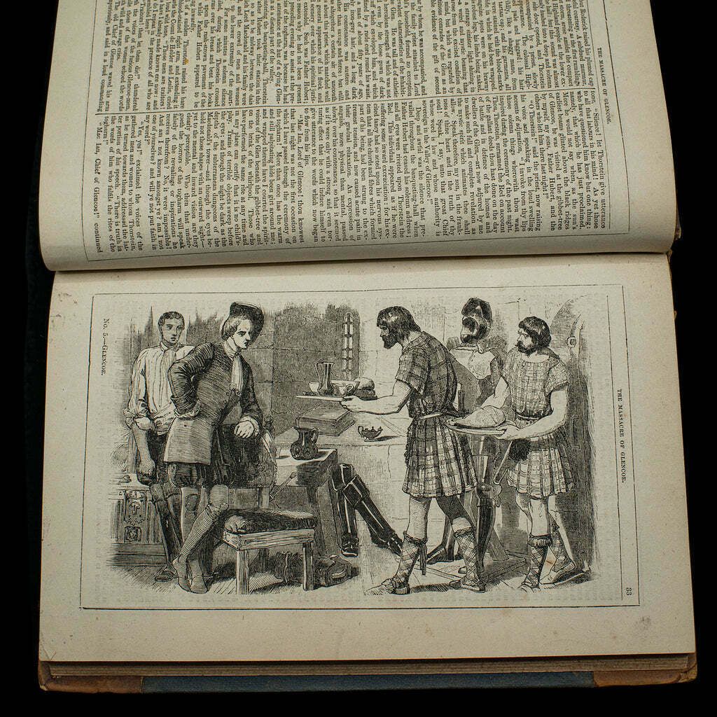 Antique Book, Massacre Of Glencoe, G. Reynolds, English Novel, Victorian, C.1860 photo buy