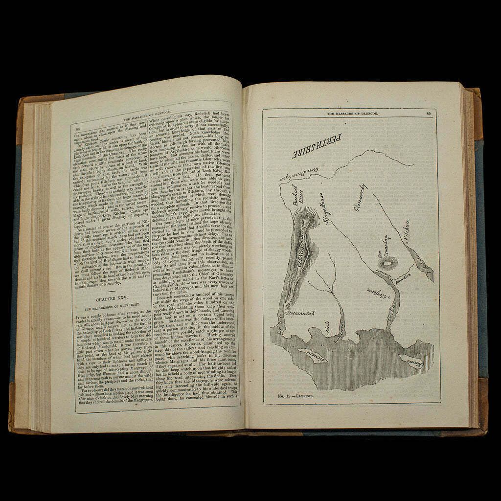 Antique Book, Massacre Of Glencoe, G. Reynolds, English Novel, Victorian, C.1860 photo vintage