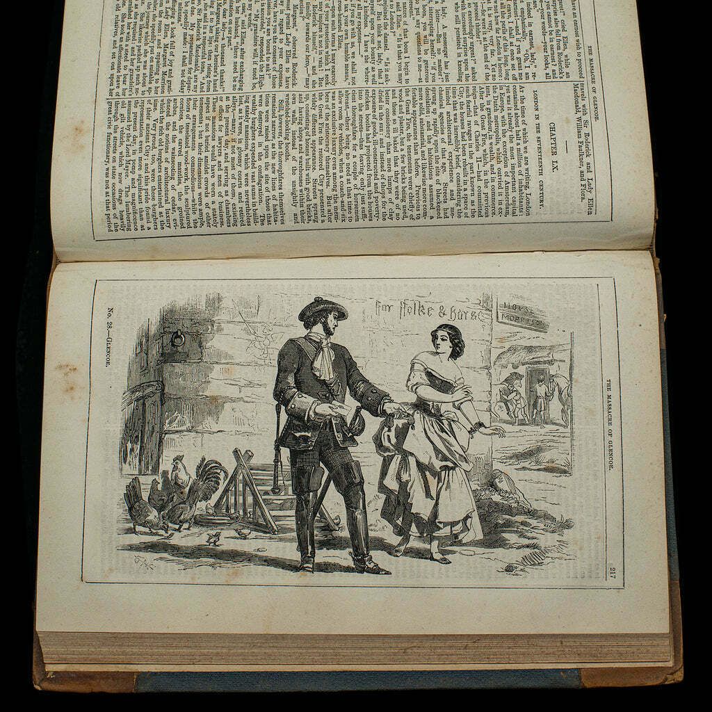 Home Decor Antique Book, Massacre Of Glencoe, G. Reynolds, English Novel, Victorian, C.1860 photo