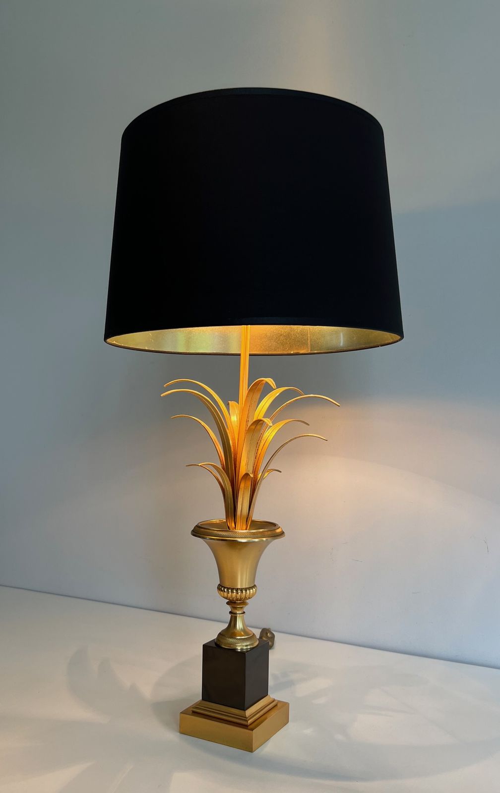 photo for sale Pair Of Palm Tree Lamps In Chrome And Brass In The Style Of Maison Charles. Circa 1970