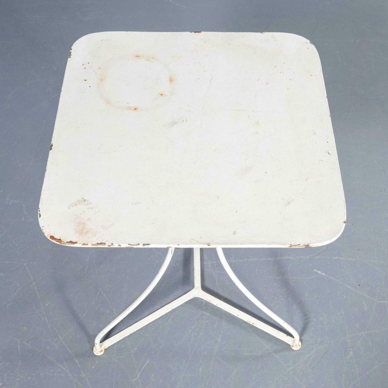 1950's French Metal Square Outdoor Small Gueridon Table photo vinterior