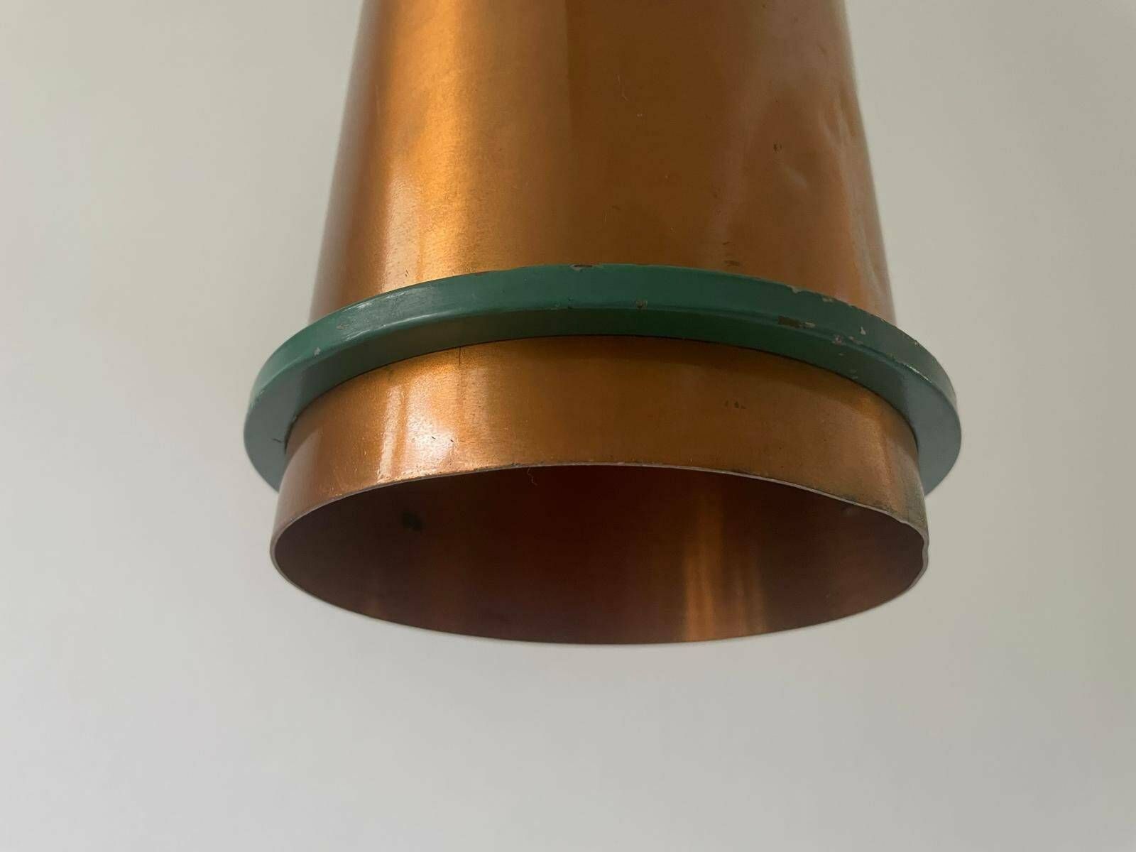 Industrial Unusual Heavy Pendant Lamp With Green Circle Iron Details, 1950s, Berlin, Germany photo vintage