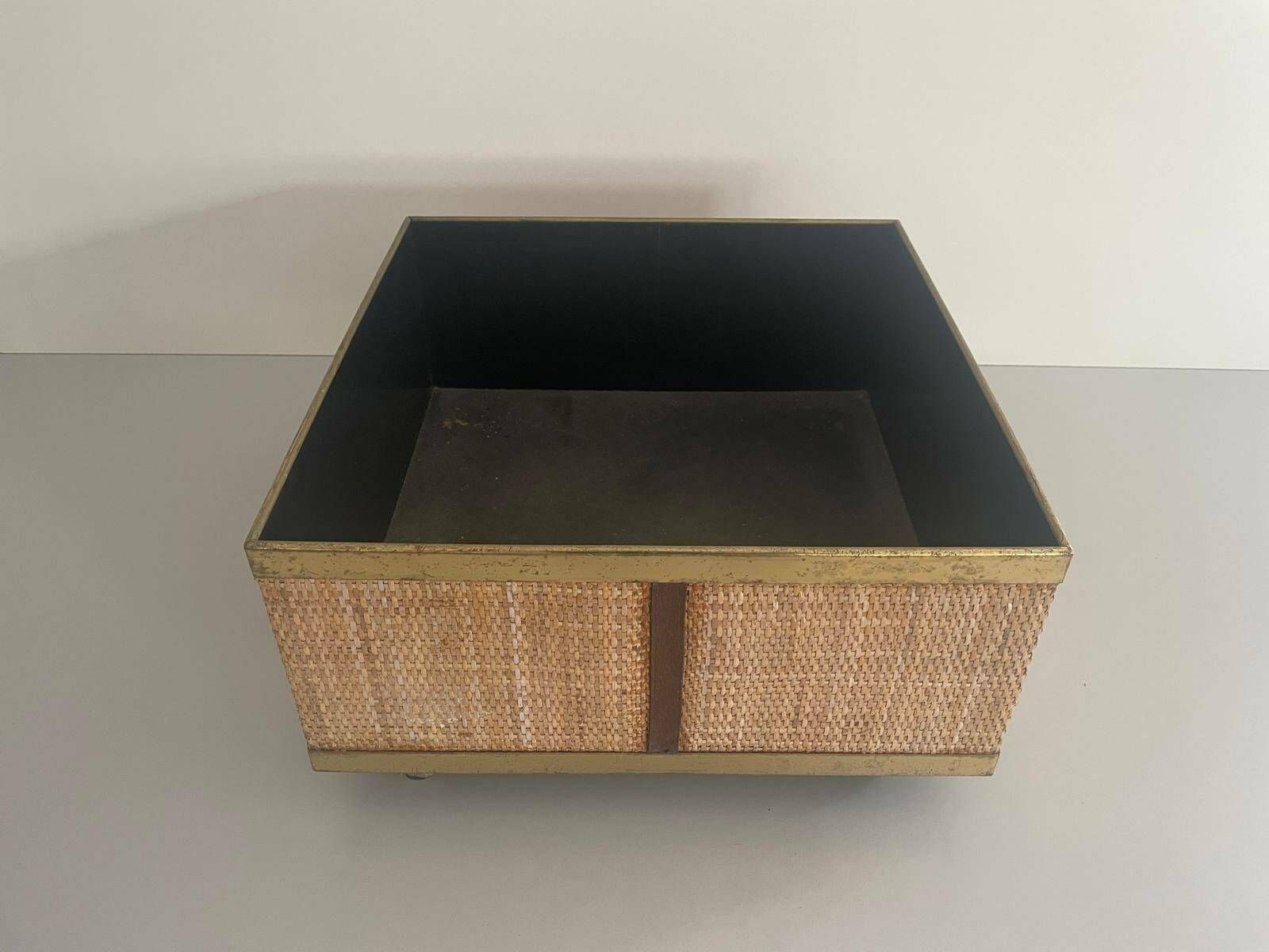 Mid Century Modern Rattan Xl Planter Box With Wheels, 1970s, Italy photo furniture