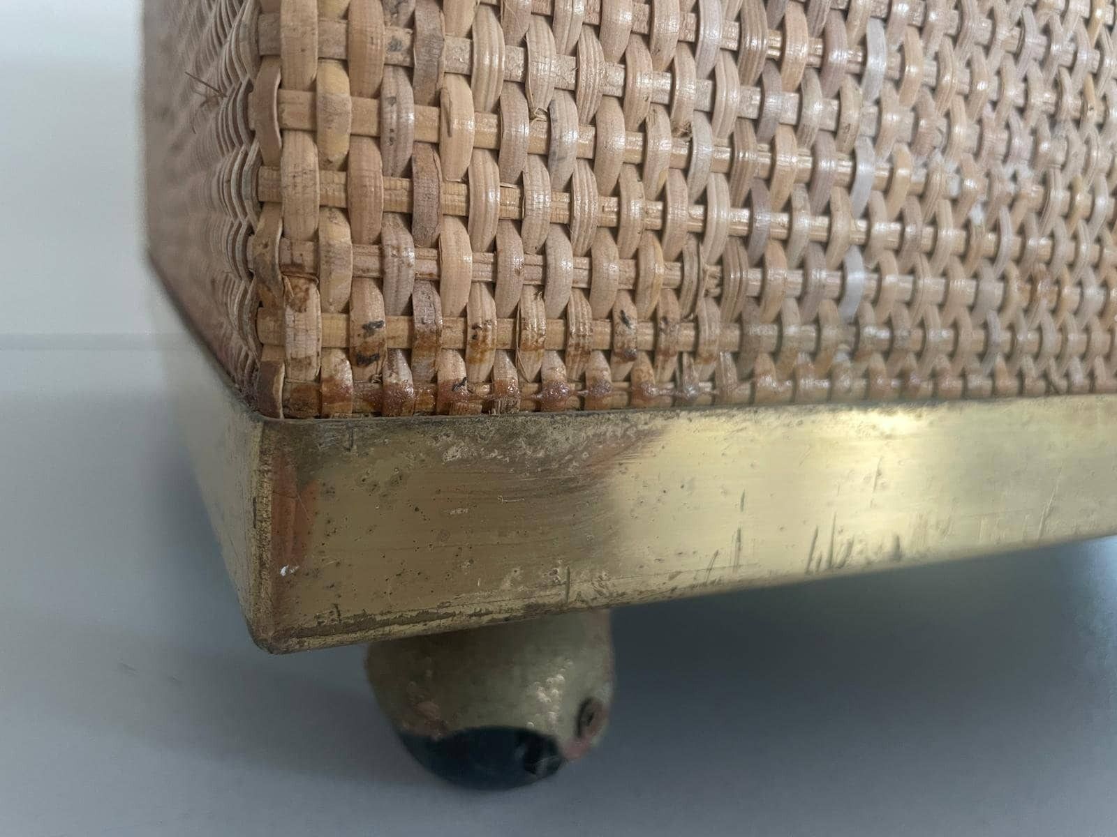 photo furniture Mid Century Modern Rattan Xl Planter Box With Wheels, 1970s, Italy
