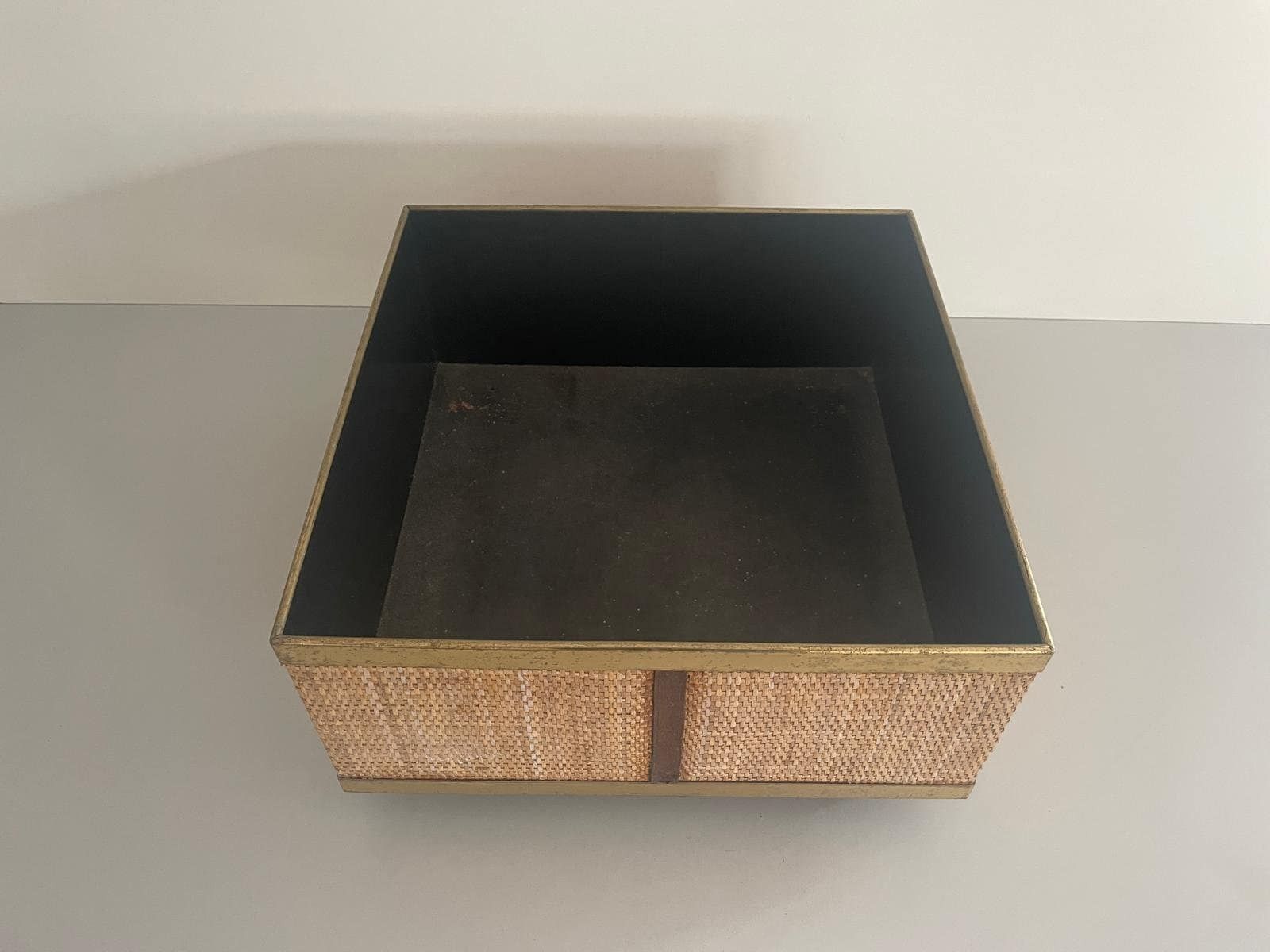 photo for sale Mid Century Modern Rattan Xl Planter Box With Wheels, 1970s, Italy