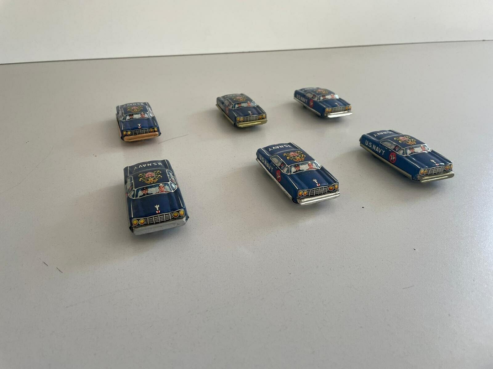 Nt Tin Us Navy Toy Car, Set Of 6, Made In Japan photo vinterior