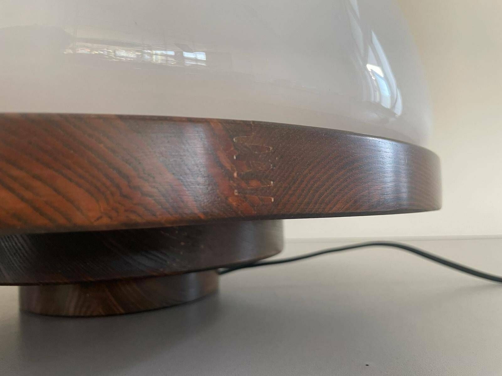 photo furniture Model 3/3 Table Lamp In Glass And Wood By Luigi Massoni For Selenova, Italy, 1970s