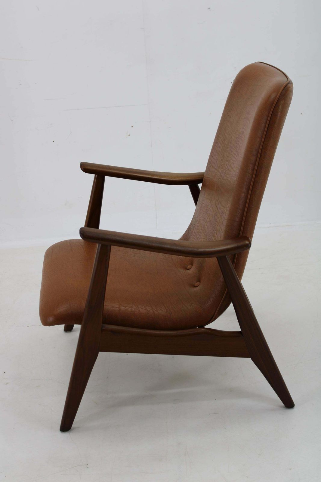 1960s Scandinavian Teak Armchair In Leatherette photo for sale