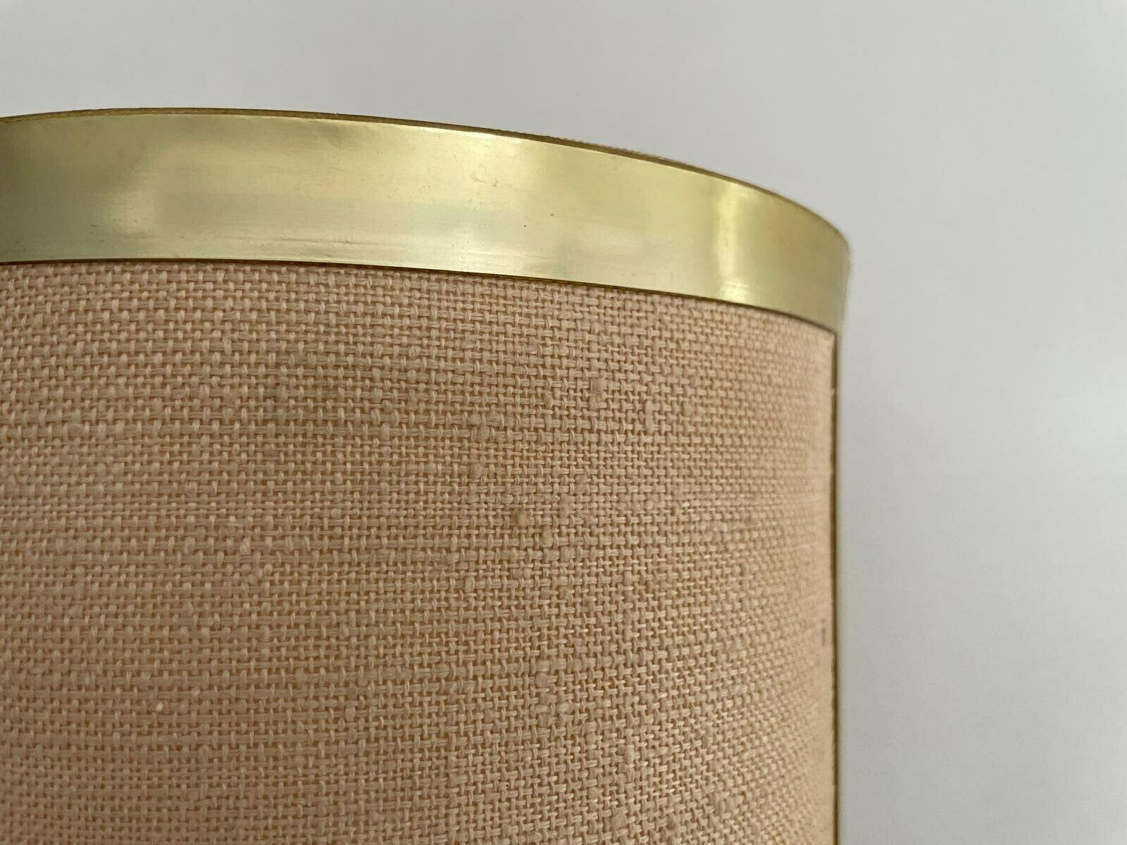 Mid Century Modern Fabric And Brass Set Of 3 Sconces, Italy, 1960s photo vintage