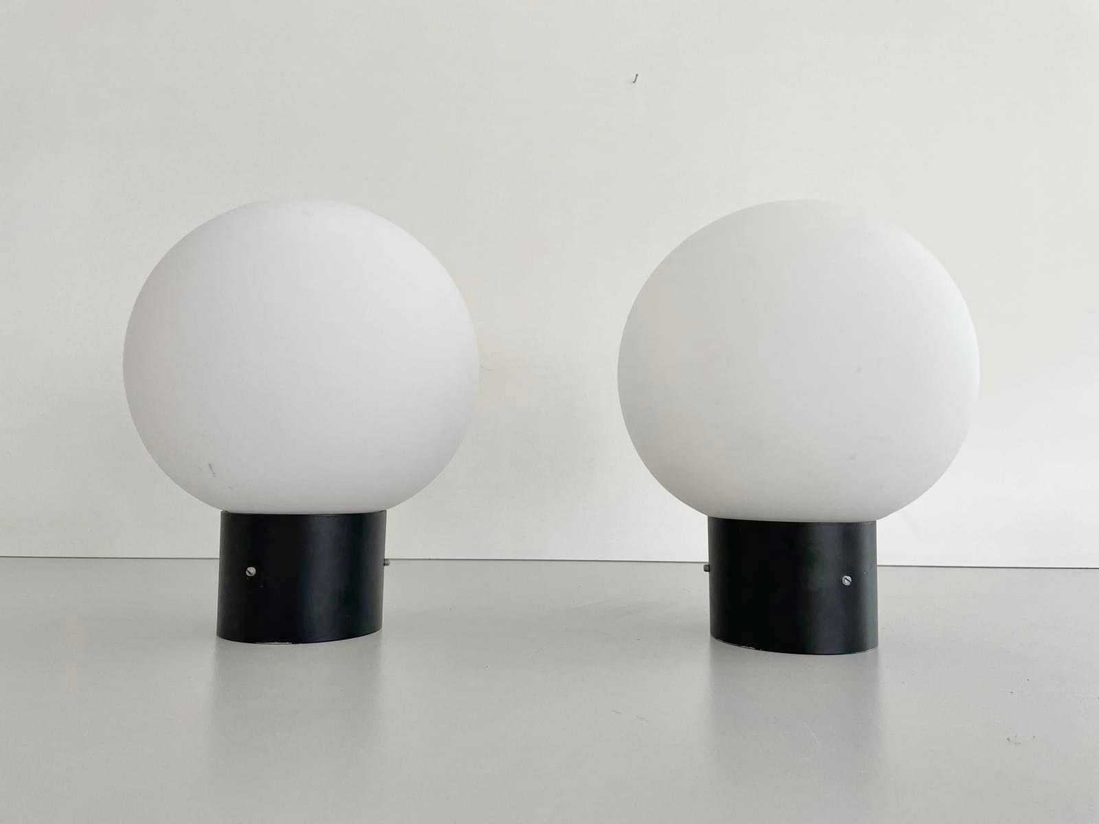 Space Age Ball Glass Pair Of Flush Mount Lights By Limburg, Germany, 1960s