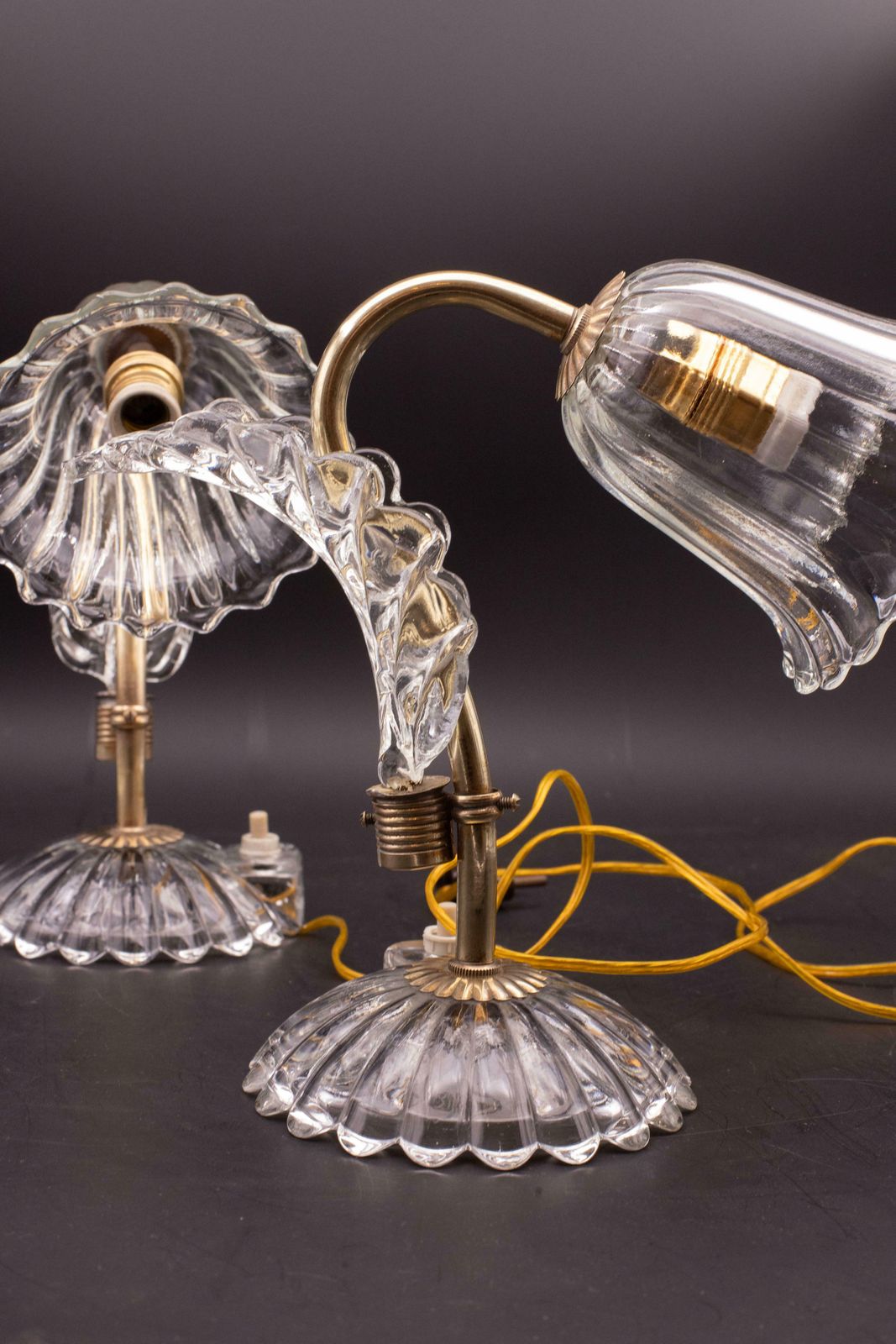 photo vinterior Set Of 2 Art Decò Murano Glass Barovier E Toso Table Lamp, 1940