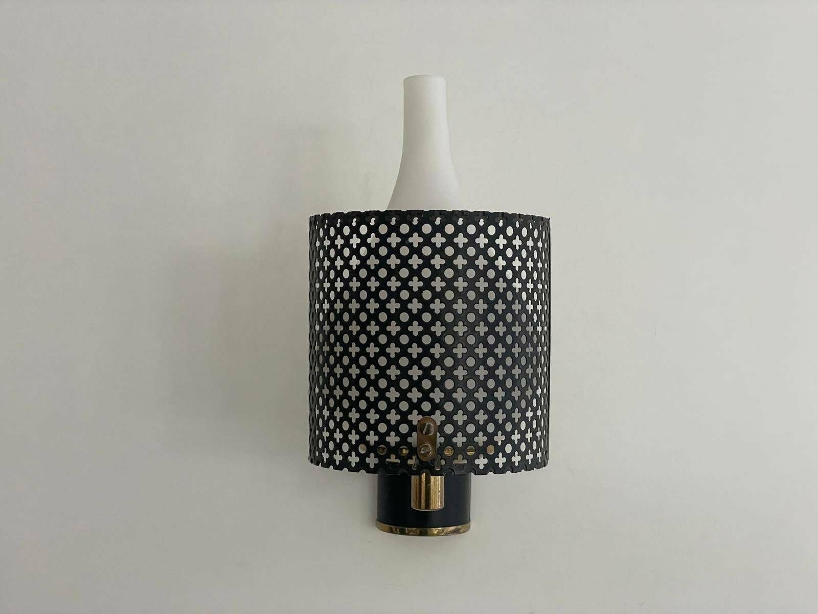 Italian Exclusive Design Glass And Black Metal Sconces, Set Of 3, 1950s, Italy photo vinterior