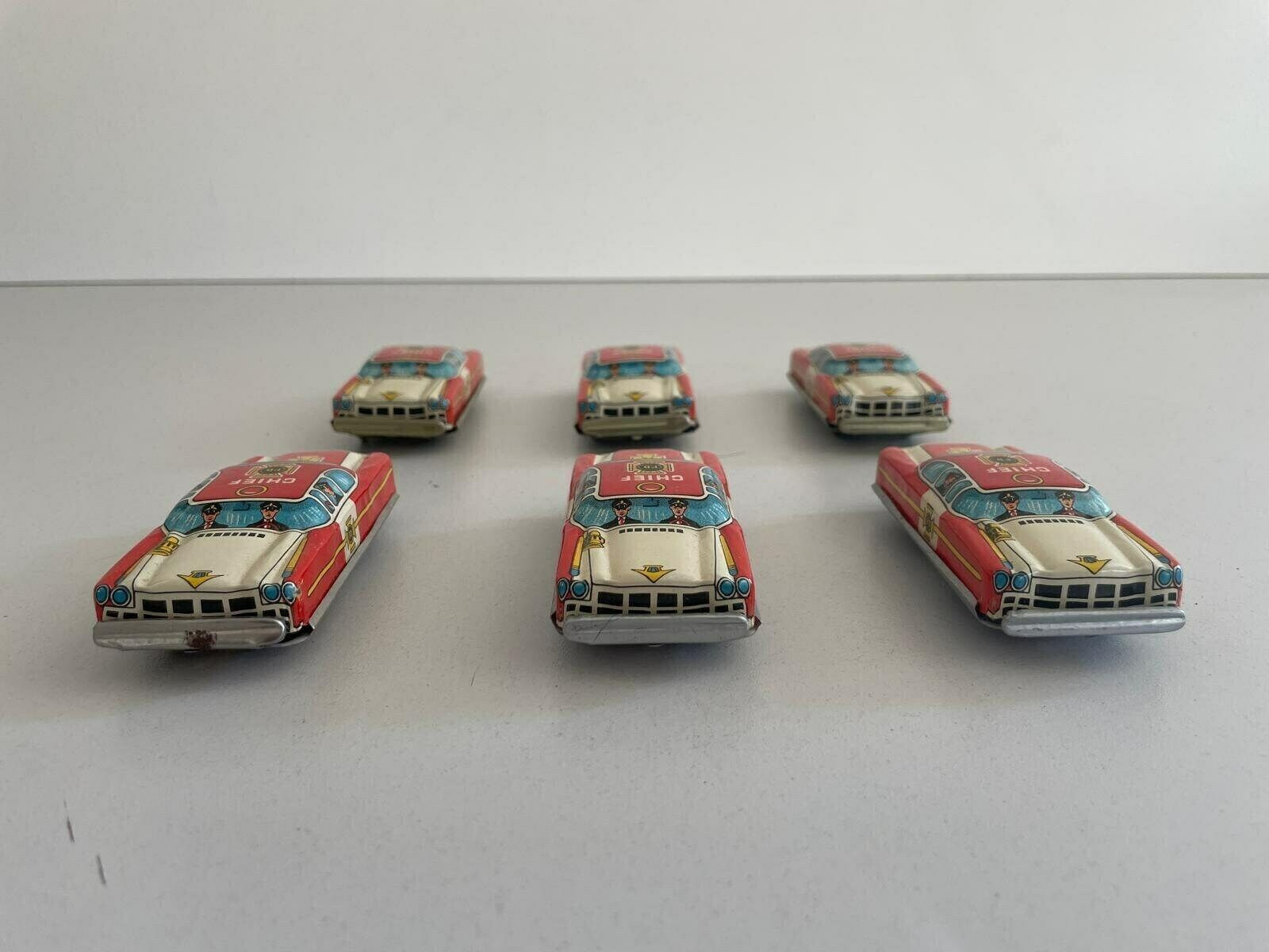 Nt Tin Chief Toy Car, Set Of 6, Made In Japan