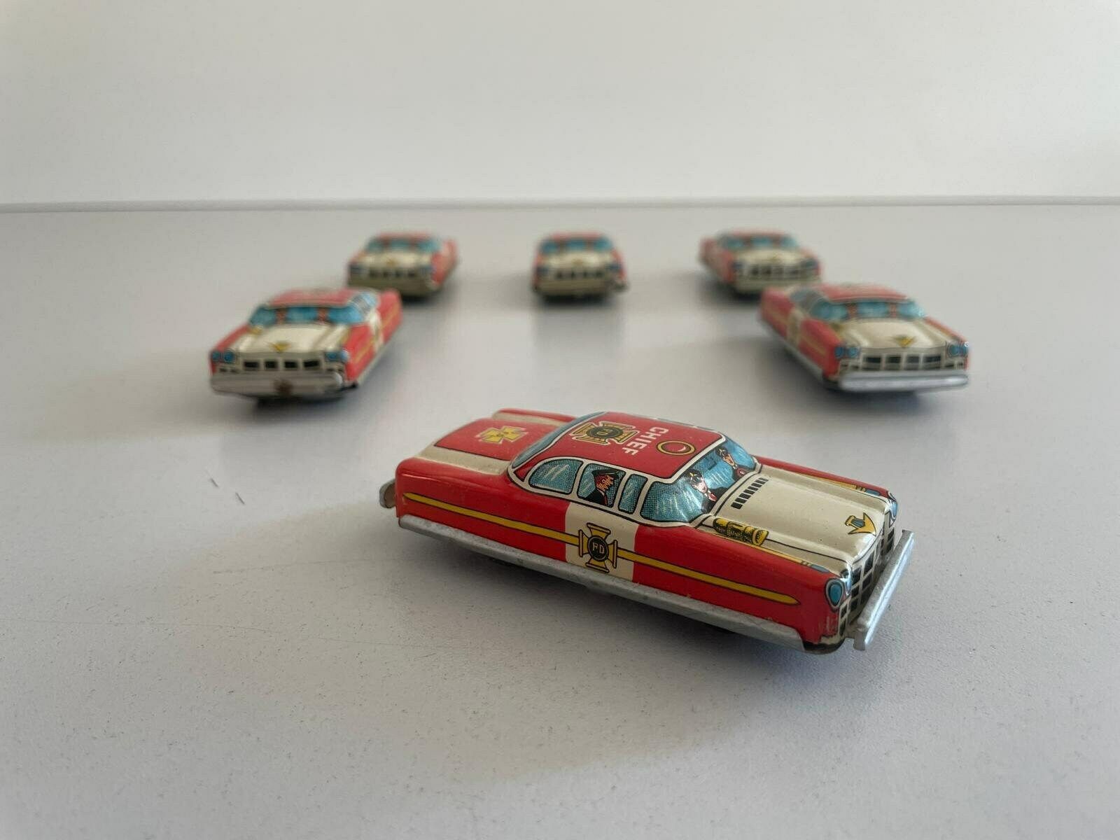 Nt Tin Chief Toy Car, Set Of 6, Made In Japan photo furniture
