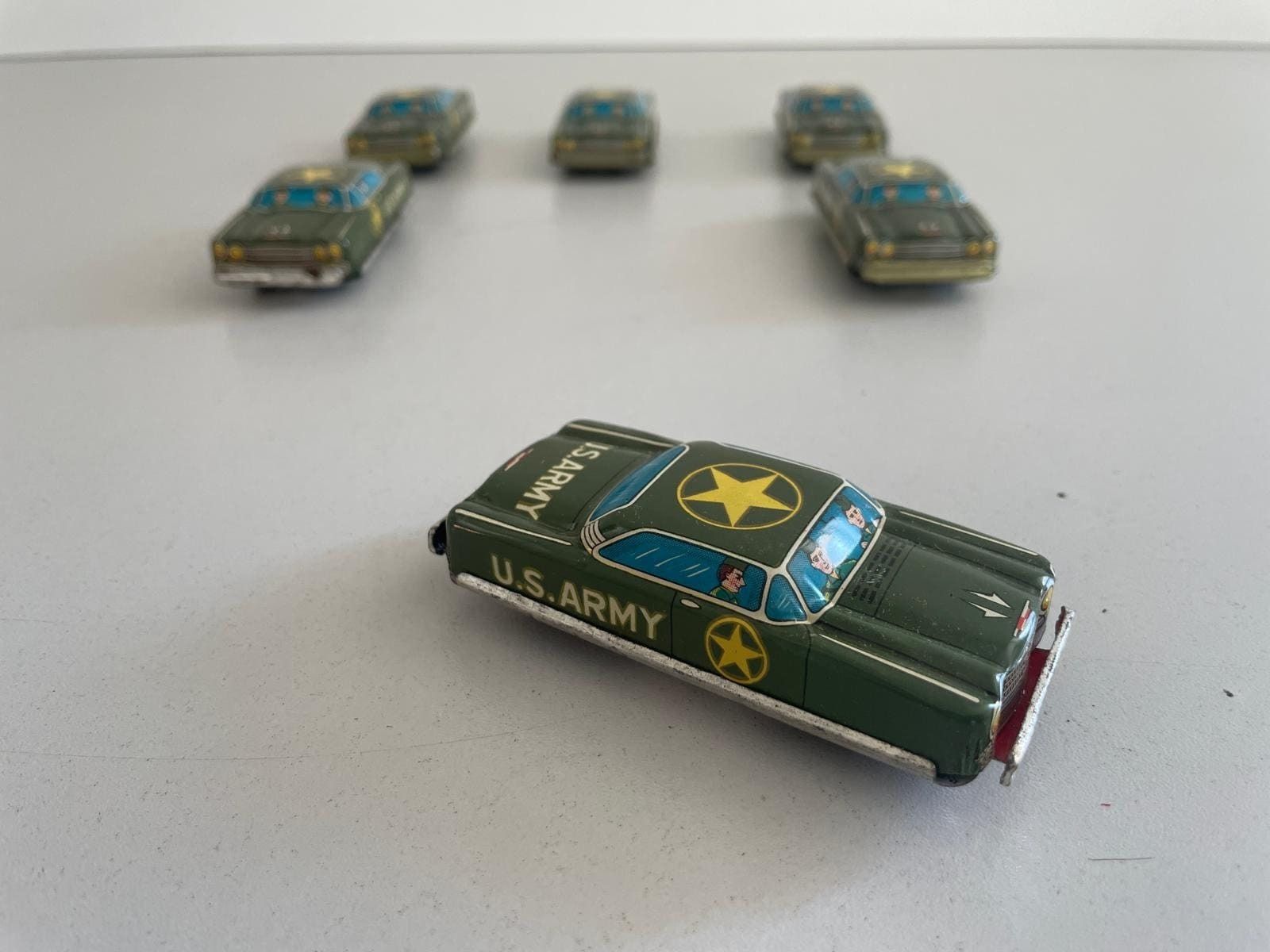 Nt Tin Us Army Toy Car, Set Of 6, Made In Japan photo furniture