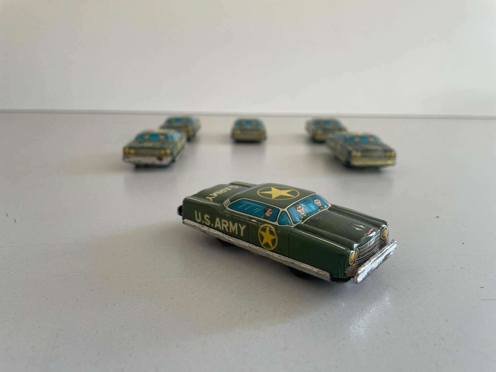 Nt Tin Us Army Toy Car, Set Of 6, Made In Japan photo Home Decor