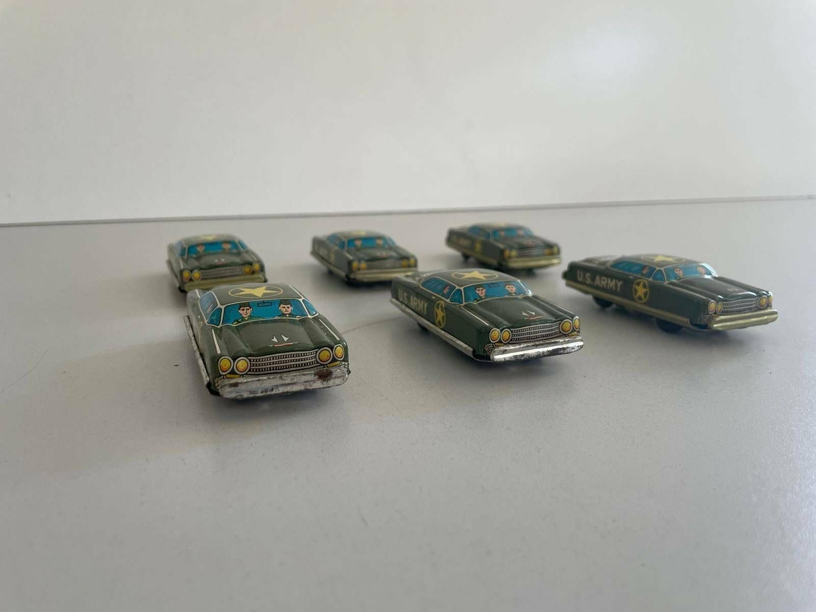 Nt Tin Us Army Toy Car, Set Of 6, Made In Japan photo 196.0
