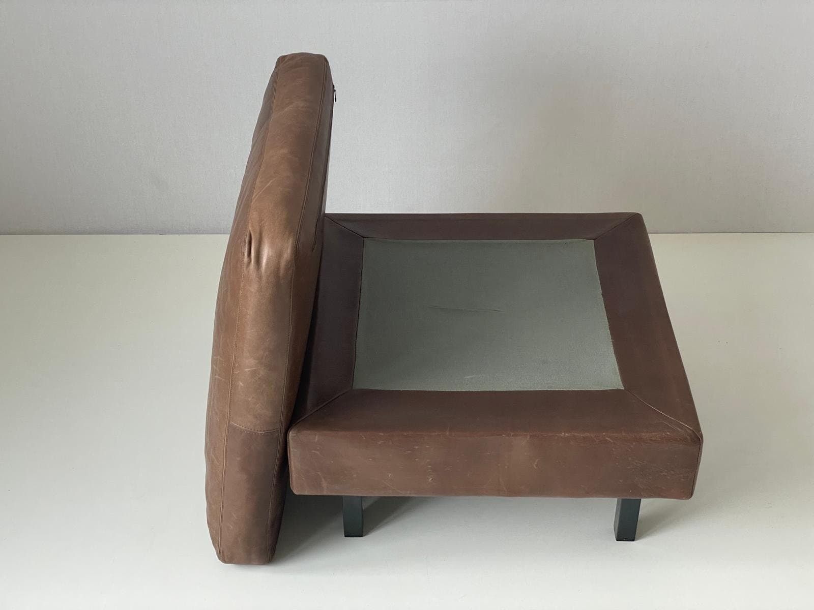 Model Conseta German Modern Leather Square Pouf By Friedrich Wilhelm Möller For Cor, 1960s, Germany photo for sale