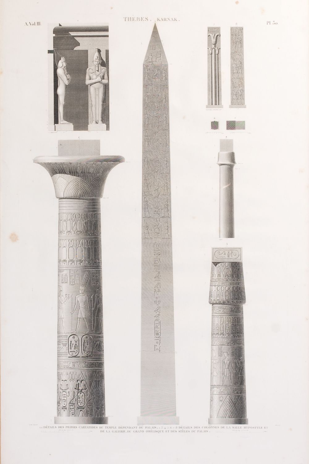 French Engraving Architectural Elements Of The Temple Of Karnak In Luxor, Early 19th Century. photo furniture