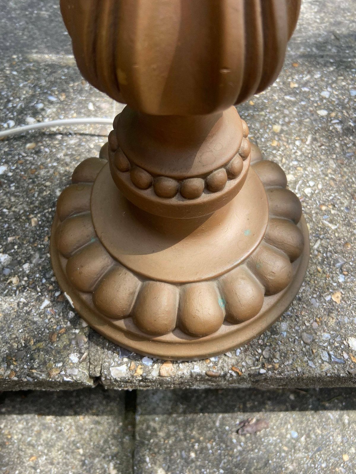 Tall Retro Vintage Table Lamp In Antique Gold   Made Of Resin And Painted; Classic Candelstick Holder Style, Working, Vgc photo for sale