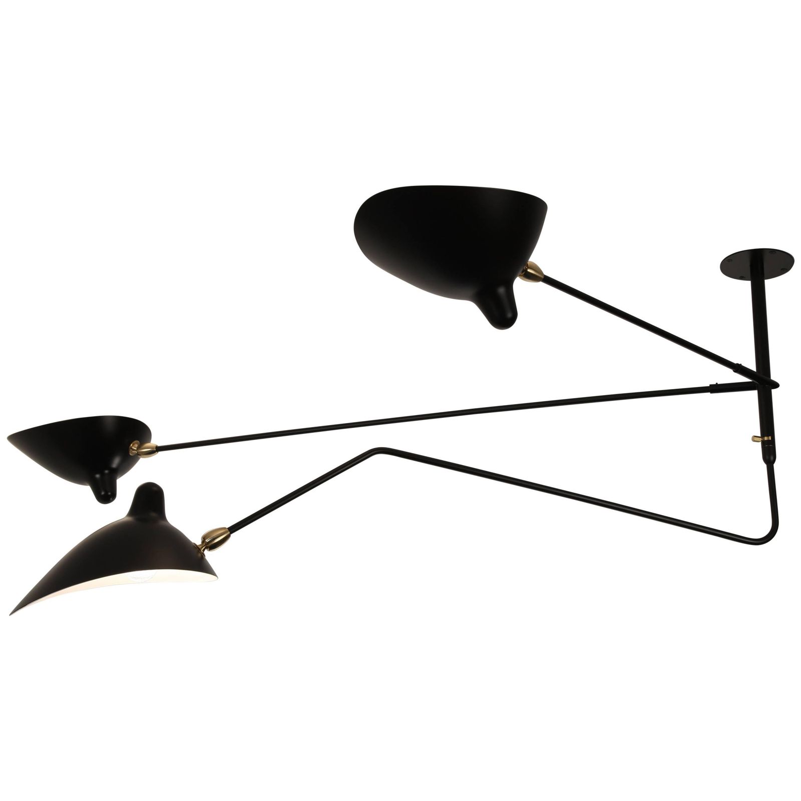 Serge Mouille Two Still Arms And One Curved Arm By Les Editions Serge Mouille