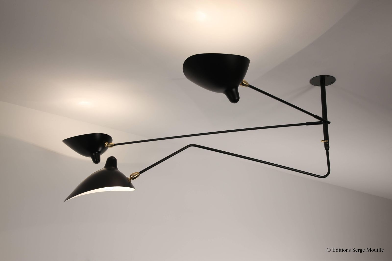Serge Mouille Two Still Arms And One Curved Arm By Les Editions Serge Mouille photo furniture