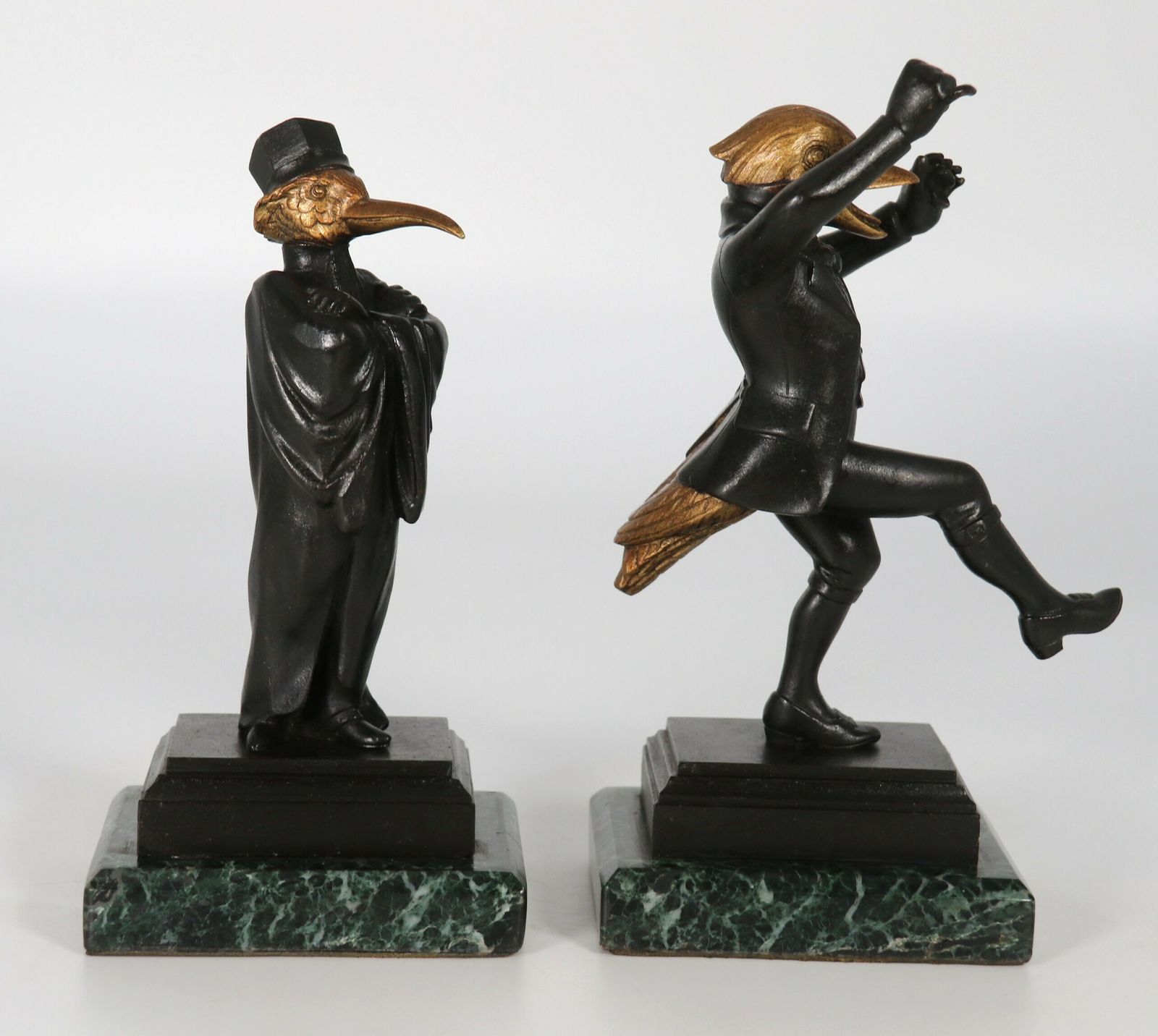 Home Decor Antique Pair Of Bronze Caricature Figures Of Theatrical Birds, Circa 1880 photo