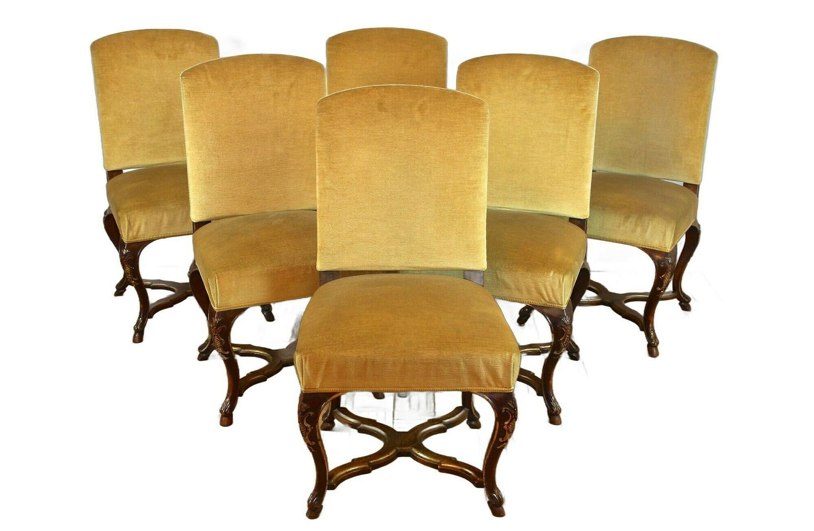 Set Of Six 18th Century Baroque Dining Chairs With Gilt Accents, Italy Ca. 1790
