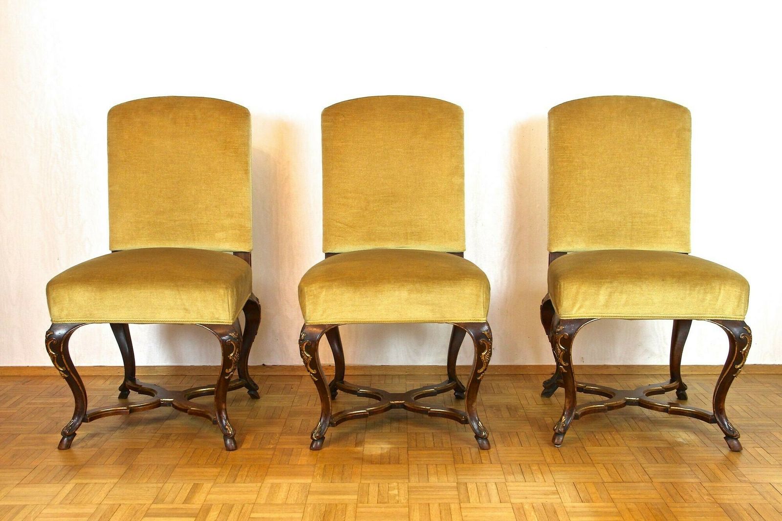 photo for sale Set Of Six 18th Century Baroque Dining Chairs With Gilt Accents, Italy Ca. 1790