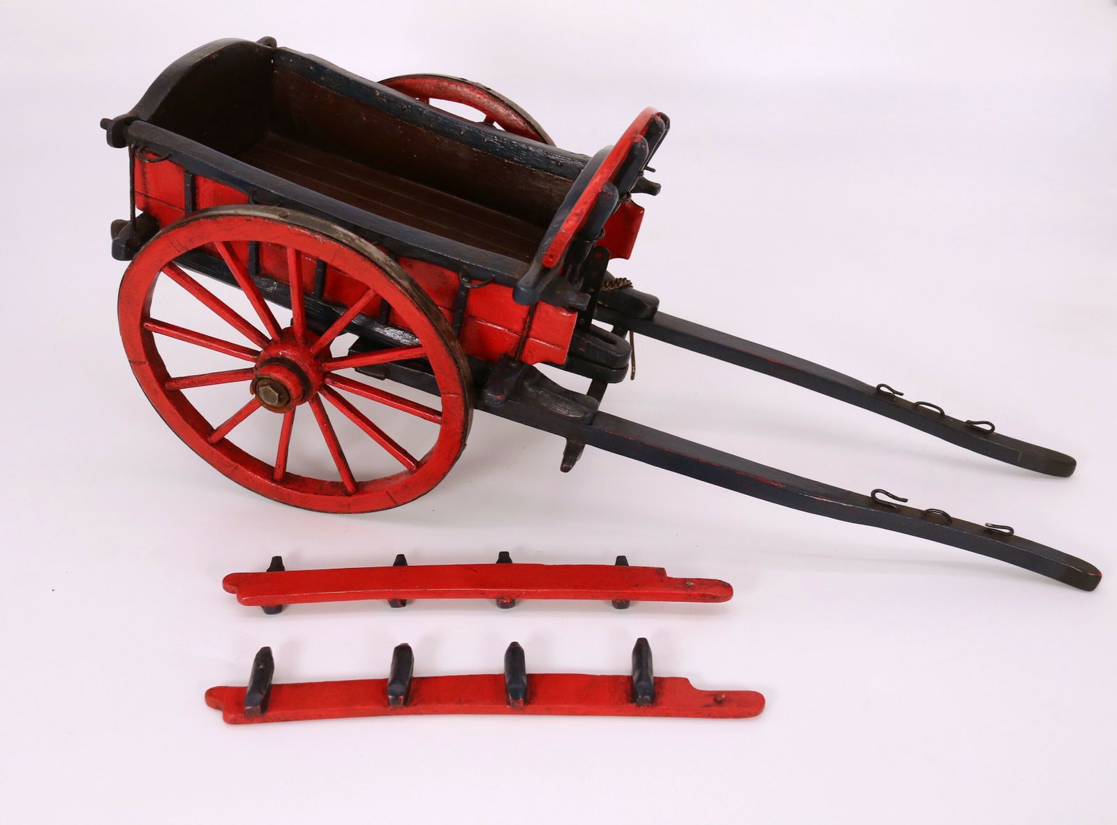 photo furniture Antique Hand Made Wooden Scale Model Of An 18th Century Farm Cart.