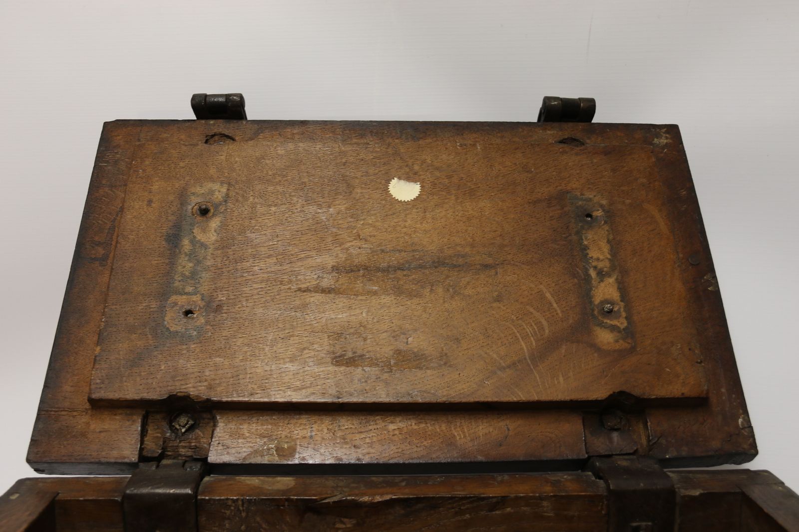 A Rare Ships Or Country House Carved Oak And Steel Bound Strong Box Circa 1840 photo furniture
