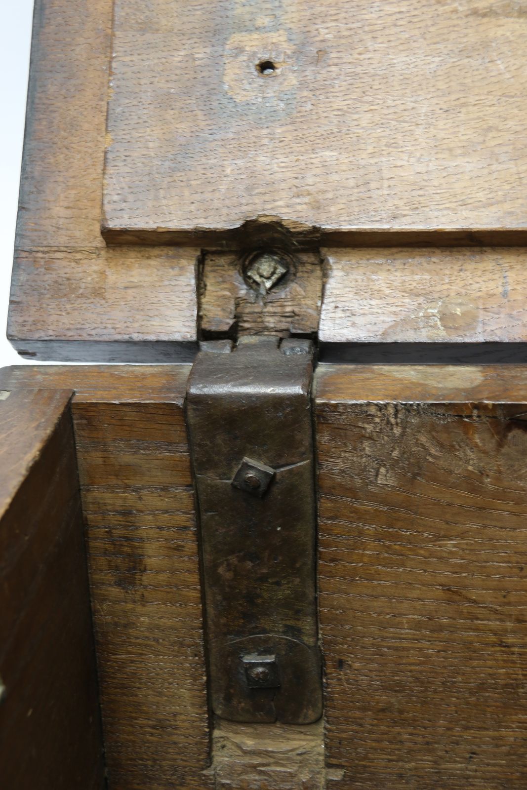 A Rare Ships Or Country House Carved Oak And Steel Bound Strong Box Circa 1840 photo Furniture