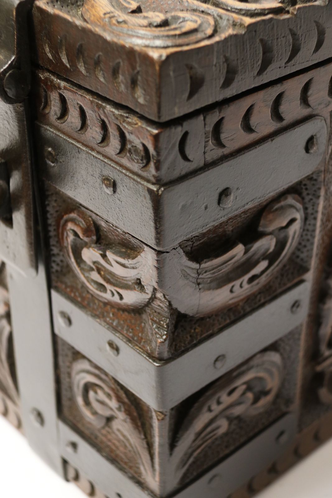 photo buy A Rare Ships Or Country House Carved Oak And Steel Bound Strong Box Circa 1840