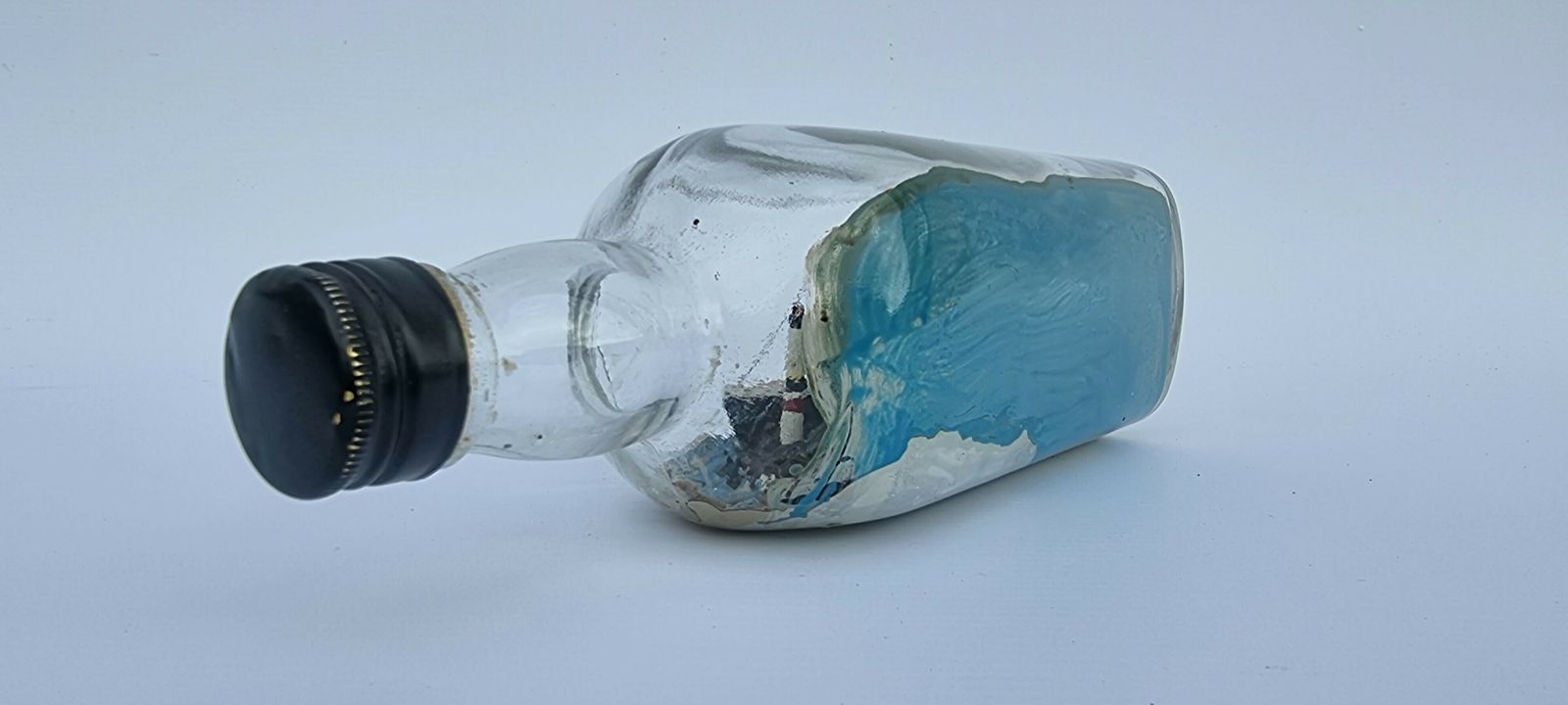 A Rare Folk Art Diorama Model Ship In A Bottle Circa 1930 photo vinterior