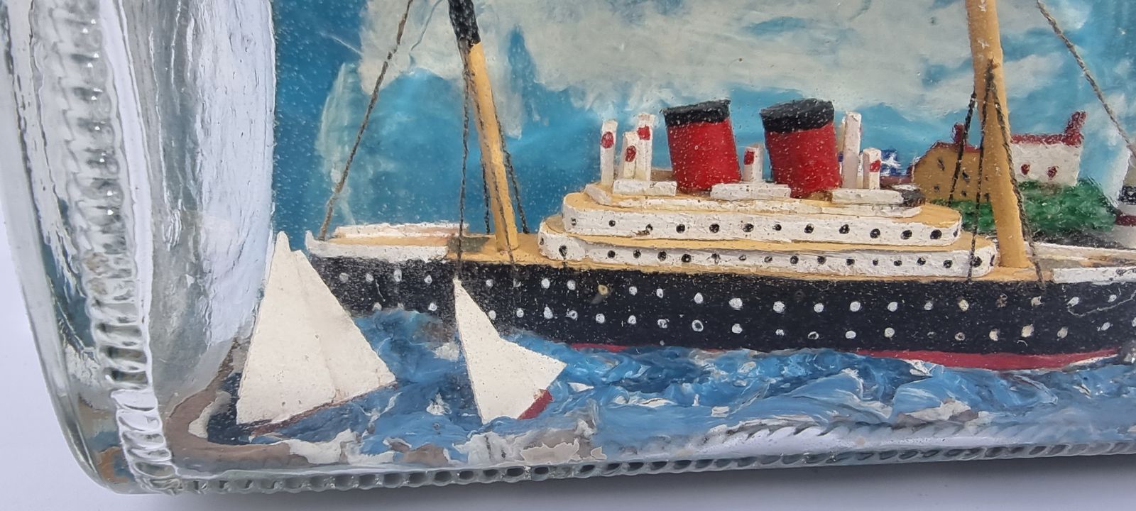 Home Decor A Rare Folk Art Diorama Model Ship In A Bottle Circa 1930 photo