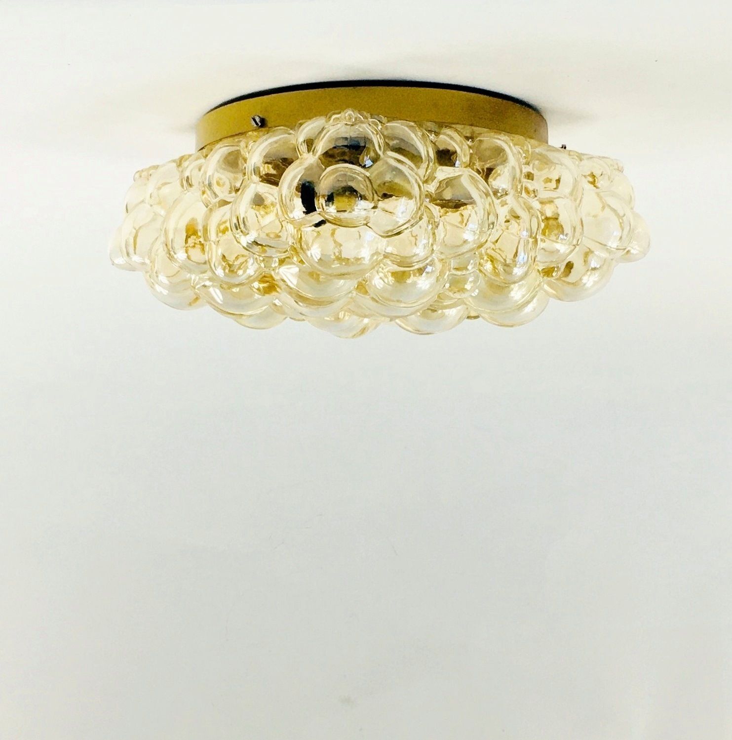 Large Amber Bubble Glass Ceiling Light/Flush Mount By Helena Tynell For Limburg, Germany, 1960s photo Lighting
