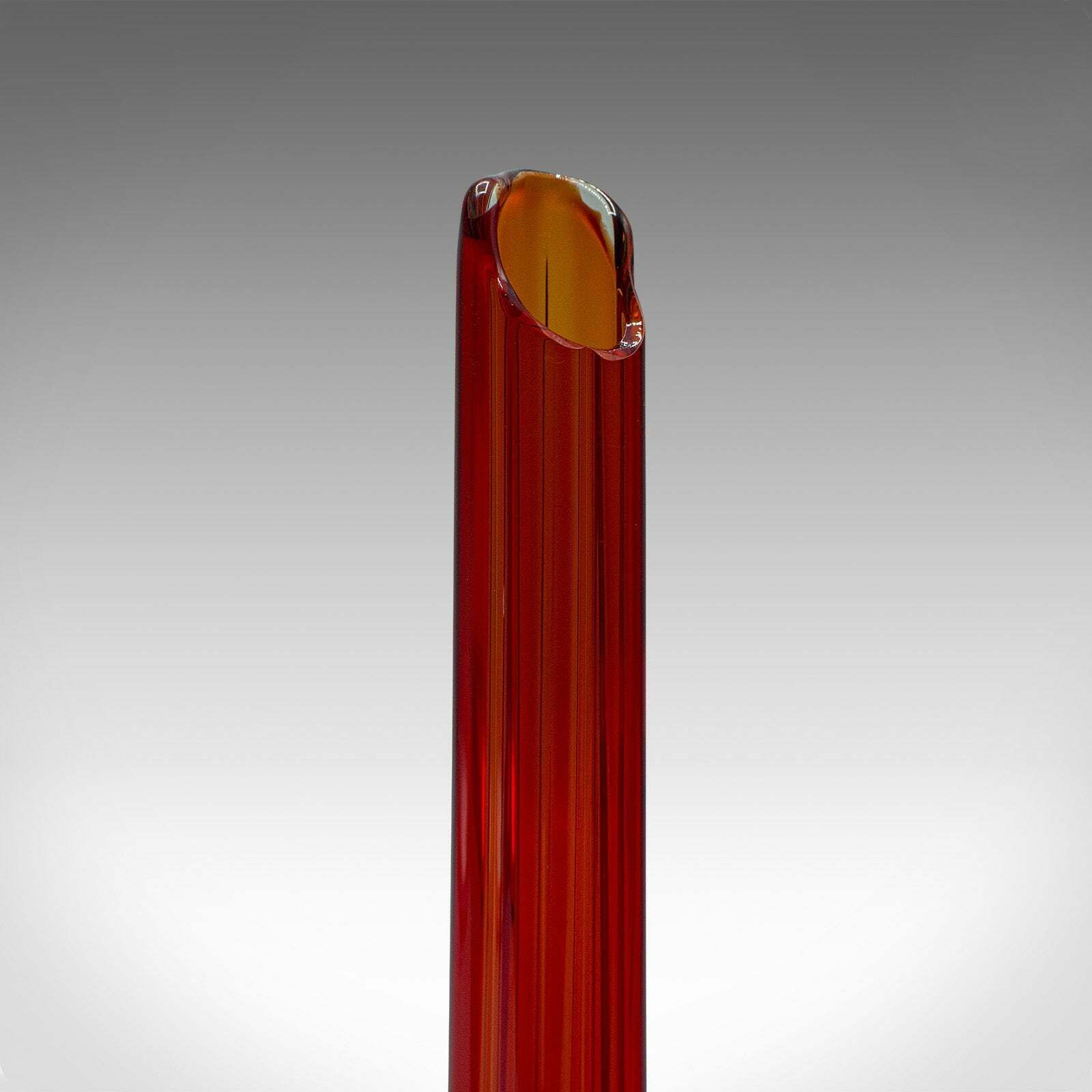 Vintage Slimline Posy Flute, English, Art Glass, Stem Vase, Mid Century, C.1960 photo vintage