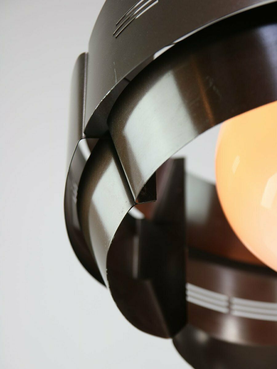 Vintage Italian Metal And Opaline Glass Pendant Lamp, 1970s photo vintage