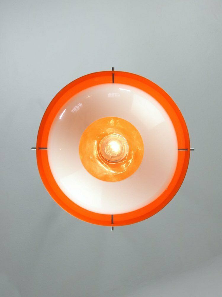 Space Age Italian Orange Acrylic Glass Pendant Lamp, 1970s photo vintage