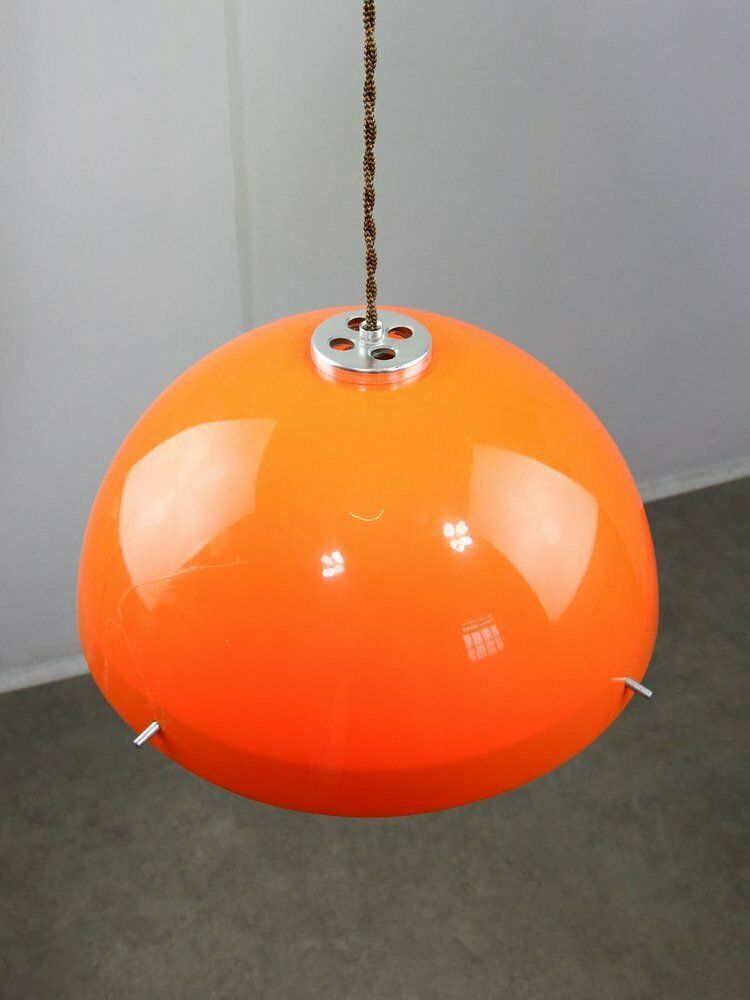 photo furniture Space Age Italian Orange Acrylic Glass Pendant Lamp, 1970s
