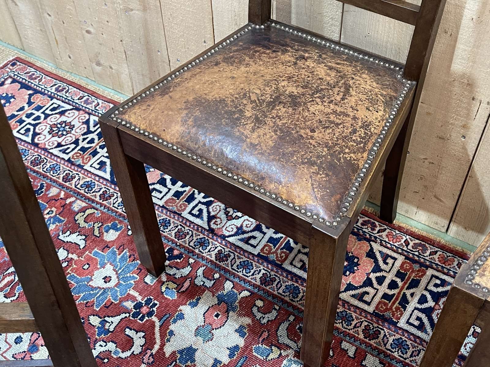 Furniture Series Of 6 Art Deco Chairs In Mahogany And Leather From The 1930s photo
