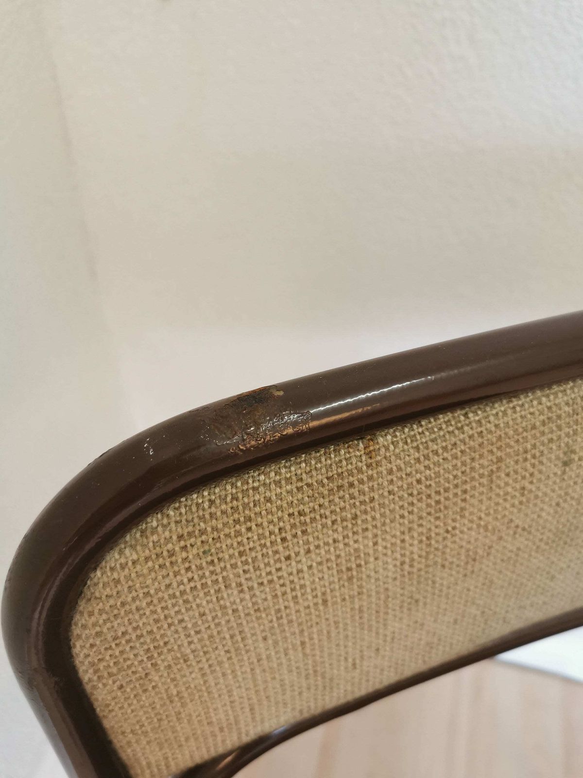 Vintage Brown Metal Dine Chair With Retro Brown And Black Fabric /1970s, Yugoslavia / Baša / Space Age Dining / Stackable Chrome Tubular photo buy