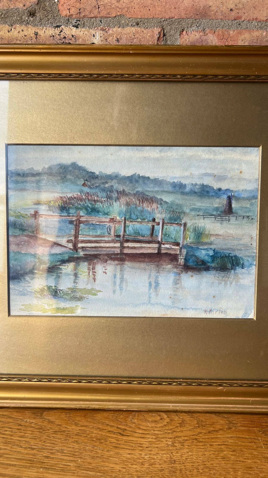 Antique Early 1900’s Framed And Signed Watercolour Landscape Painting photo furniture